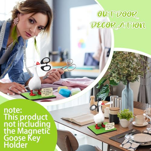 Relaxweex 10 Pcs Magnetic Goose Key Holder Wooden Base with Interchangeable Signs Writable Signs Chalk Accessories for Magnetic Key Holder Cute Resin Statue Decor(Goose Not Included) (Lovely) - style: Lovely