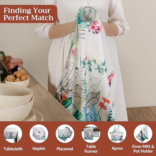 Maison d' Hermine Kitchen Towels Set of 3 Reusable 100% Cotton 27.50" x 20" | Cloth Tea Dish Towels Absorbent with Hanging Loop for Kitchen Dining Party Wedding Hotel Home Spring Summer - Tropiques - color: 025 - Tropiques