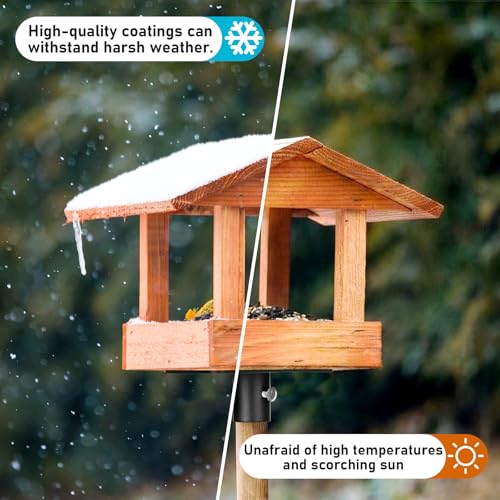 Novabright Pole Mounting Plate Flange Top for 1 Inch OD Pole Bird Feeder and Bird House Mount Holds 200 LBS Weather Resistant Universal Fit for Platform Tray Hopper Feeders Backyard Yard Black Metal