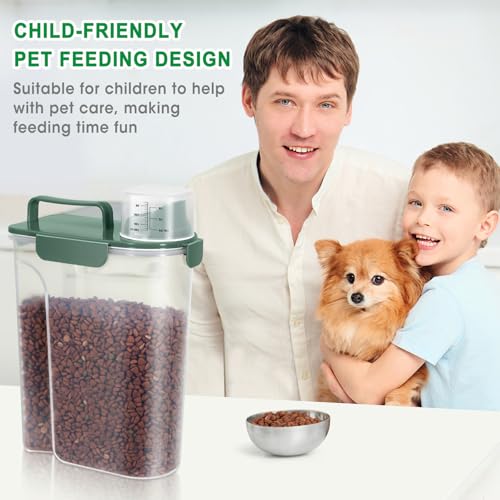 TBMax Cat Dog Food Storage Container 5 to 7 lbs, Secondary Pet Food Storage Container Beyond a Large Dog Food Bin for Daily Use, Easy-Pouring Bird Seed Dispenser, Travel Kibble Holder -Bottle Green - color: Bottle Green, size: 6 Qt