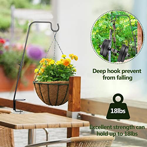 Deck Hook, 28 Inch Bird Feeder Hanger for Hummingbird Feeders, Black | Heavy Duty, Weather-Proof Metal Hanger for Planters, Lanterns, Wind Chimes, Holiday Decorations, Gifts for Women Men Mom Dad - size: 28inch