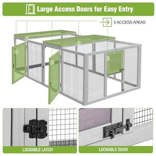GUTINNEEN Large Chicken Run Extension with 20.73 sq.ft Space, Sliding Chicken Door, 1/2" Galvanized Wire, Secure Locks & Easy-Access Doors, Cozy Coop Chicken Cage Poultry Cage Outdoor - size: 79"L x 37.8"W x 26.8"H