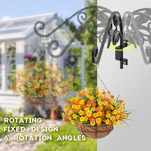 2 Pack Plant Hangers Outdoor 15.15 inch Swivel Plant Wall Hanger Sturdy Wrought Iron Plant Hangers Indoor Wall Mount, Hanging Plant Bracket for Bird Feeders, Planters, Lanterns, Wind Chime - color: Black - 2 Pack