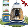 Smart Bird Feeder with Camera Solar Powered, Built-in 2K HD Camera | Motion Alerts & App Sharing, Wireless Outdoor Smart Birdhouse Dual Seed Chambers & Spill Resistant–Ideal for Bird Lovers - color: Deep Blue