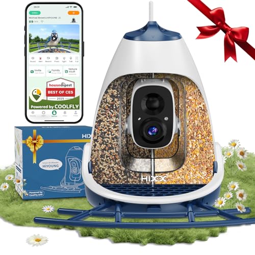 Smart Bird Feeder with Camera Solar Powered, Built-in 2K HD Camera | Motion Alerts & App Sharing, Wireless Outdoor Smart Birdhouse Dual Seed Chambers & Spill Resistant–Ideal for Bird Lovers - color: Deep Blue