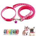 Hot Pink Dog Collar and Leash Set with Bell, Puppy Kitten Cat Collar XXS XS | Paw Print Reflective Dog Collar Leash Set with Bell, Basic Nylon Boy Girls Pet Collar Adjustable For XXS XS S Tiny Puppies - color: hot pink