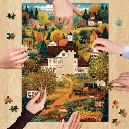 500 Pieces Puzzle for Adults, Harvest Farm and Mountain Jigsaw Puzzle - style: Warmth Mountain