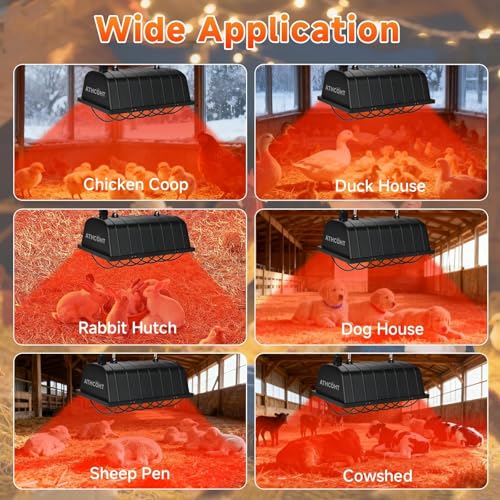 300W 2Mode Heat Lamp for Chickens,Brooder Heater 12000H Carbon Fiber Bulbs, 4PCs Heat Lamp Tubes, Adjustable Temp & Height, Waterproof Chicken Coop Heat Plate, UL-Certified Heater for Poultry, Pets - size: Regular(2 Frame + 4 Tubes)