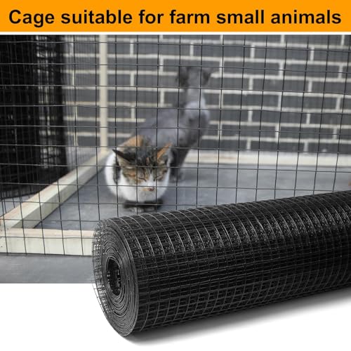 Black Hardware Cloth 1/4inx24inx100ft, Chicken Wire Fencing, 22 Gauge, Vinyl PVC Coated Mesh, Welded Wire mesh, Perfect for Gopher Wire, Rodent Mesh, Tree Guard, Chicken Coop - size: 1/4inx24inx100ft