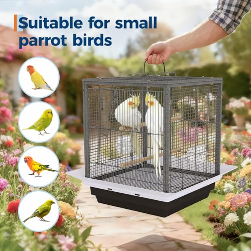 Garvee Small Bird Cage with Playground Stand, 20 Inch High Travel Bird Cage for Parrot, Parrot Carrier for Parakeet, Cockatiels, Budgies Medium Small Sized Birds