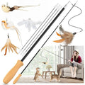 ROSAUI Cat Teaser Wand Toys, Interactive Bird Toys for Indoor Kittens, 42.15’’ Long Cat Fishing Pole Toys, 2Pcs Wires and 5Pcs Natural Refills, Sustainable Wooden Handles, Exercising, Playing - style: Original Wand Set – 2 Rods, 5 Toys