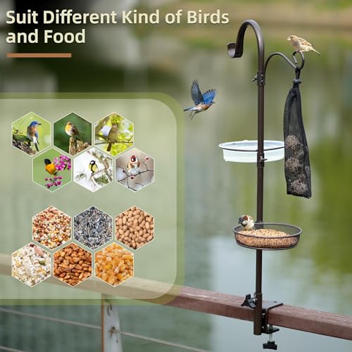 ERYTLLY Deck Hook Bird Feeder Pole Bird Feeder Porch Multi Hook Bird Feeding Station Kit Multi Feeder Hanging Kit Premium Bird Bath for Attracting Wild Birds Bird Feeder Planter Hanger - size: 32.2 Inch