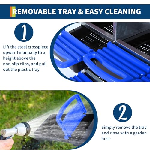 Chicken Nesting Box, 10-Hole Roll Away Egg Laying Box with Lid, Galvanized Steel Rustproof Design - Easy Egg Collection, Easy Clean (with Bracket Legs, Blue) - color: blue, size: 10 HOLES WITH LEGS