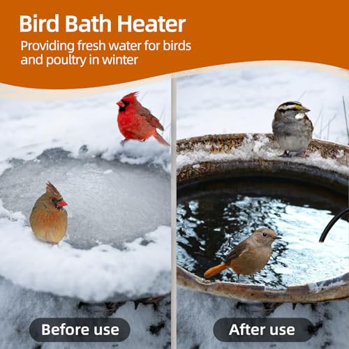1000W Utility De-Icer, Submergible Bird Bath Heater De-icer, Chicken Water Heater, Stock Tank Heater for Livestock Poultry Birds, Cows, Horses, Wildlife Drinkingwith 10FT Power Cord, Black