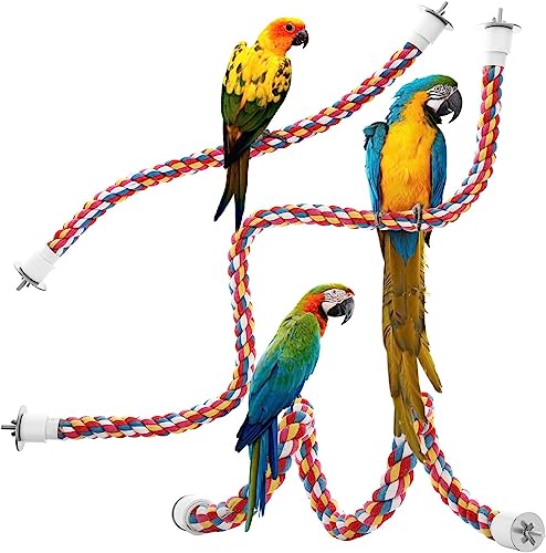 Bird Rope Perches,Parrot Toys 33 inches Rope Bungee Bird Toy (33 inches)[1 Pack] - size: 33 inches