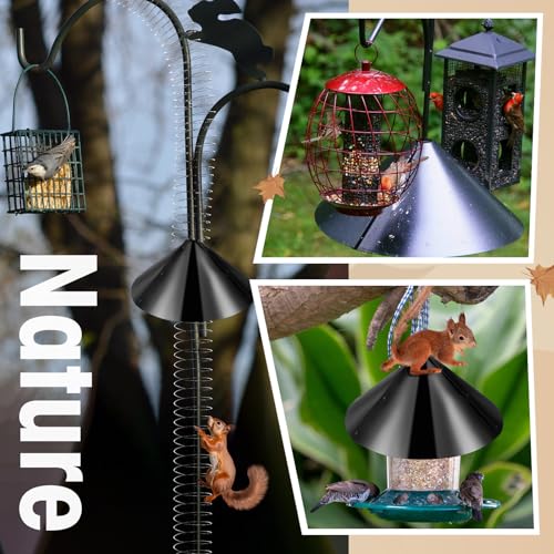 2 Set 19 Inch Squirrel Baffle and Squirrel Barrier Spring Device Metal Coil for Bird Feeder Pole, Outside Pole Mount Stopper & Bird House Guard for Outdoor Shepherd Hooks (Black) - color: Black