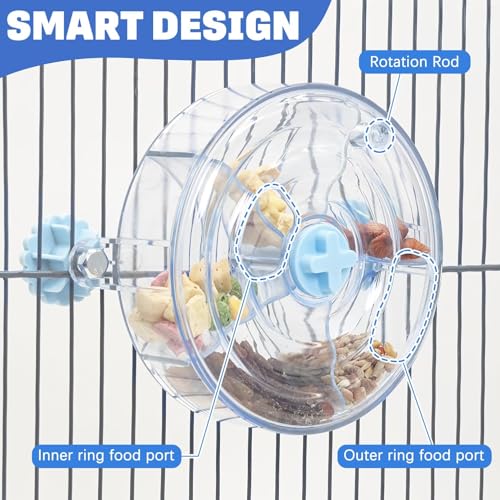 BNOSDM Bird Foraging Toy Creative Feeder Systems with Seed Food Rotating Wheel for Enrichment & Training Parrot Puzzle Toys Ideal for Small and Medium Cockatiel Parakeet Conure(Blue) - color: Blue