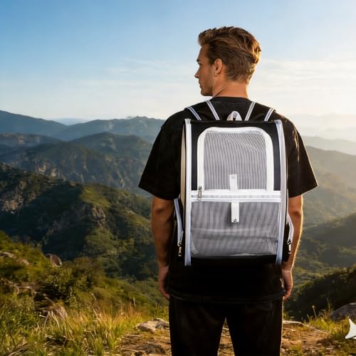 Cat Carrier Backpack, Dog Backpack, Ventilate Pet Cats Puppy Dogs Birds Bunny Backpack for Travel Indoor Outdoor Use(Black)