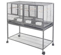 1F/2F/3F Stackable Center Divided Breeder Breeding Bird Flight Double Rolling Cage for Aviaries Canaries Cockatiels Lovebirds Finches Budgies Small Parrots. (Black Vein, 1F) - color: Black Vein