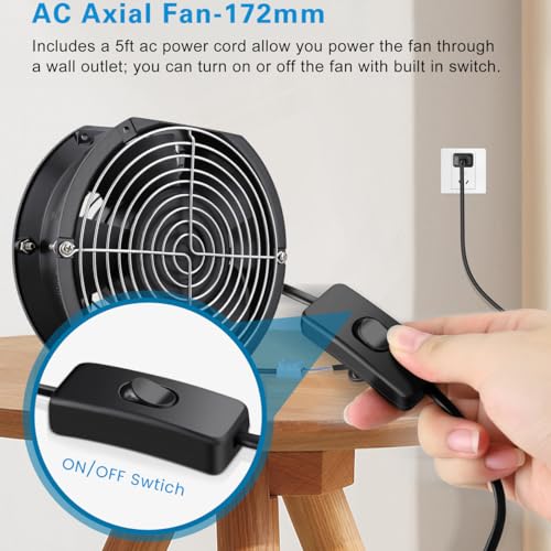 GDSTIME AXIAL 1751 Muffin Fan, 110V 120V AC 172mm x 150mm x 51mm Dual Ball | Heavy-duty Aluminum, High Speed Cooling, for Air Hockey Table Replacement, Generator Box Exhaust, Chicken Coop Ventilation - size: 172x150x51mm