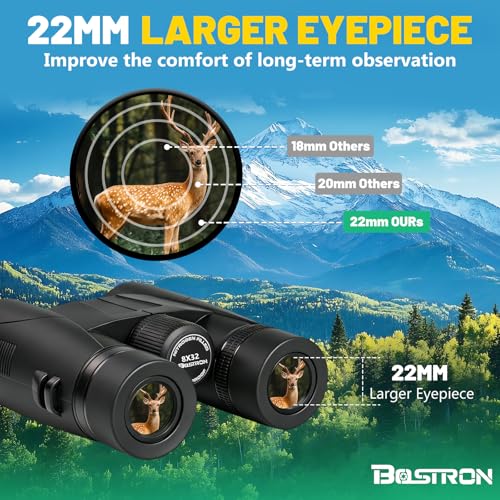 8x32 Binoculars for Adults High Powered with Phone Adapter | Large View Binoculars with Clear Low Light Vision BAK4 Prism FMC Lens Compact Binocular for Bird Watching Cruise Travel