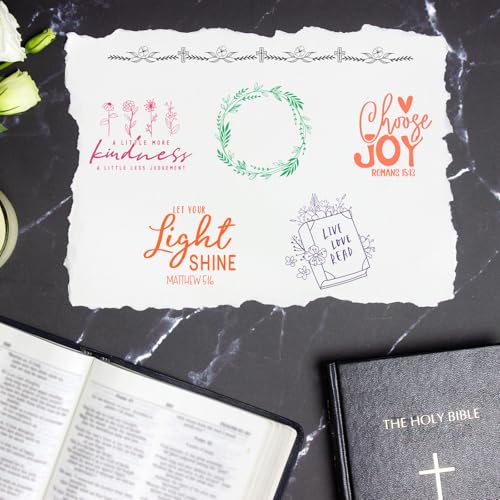 Whaline 5 Sheets Bible Verse Clear Stamps Christian Jesus Silicone Transparent Stamps Greeting Words Border Stamp Cards for DIY Card Making Scrapbooking Embossing Album Decor - style: Bible Verse