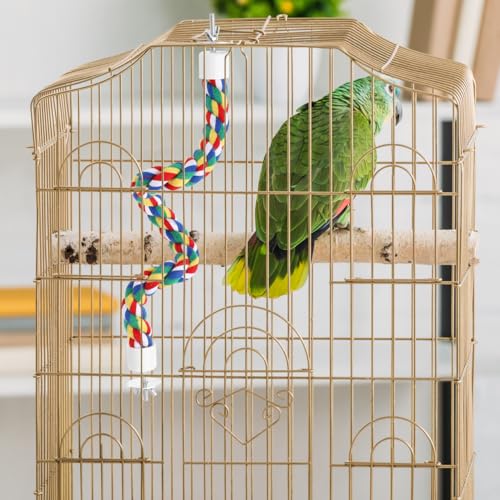 Parrot Rope Climbing Toy 18.5 Inch Cotton Rope Perch for Birds Cage Exercise and Chewing Toy for Parrots Cockatiels - size: 40cm