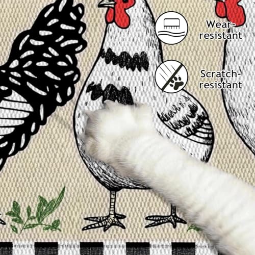 Farmhouse Kitchen Rugs Set of 3, Non Slip Washable Durable Stain Resistant Floor Mat Set,Black and White Rooster Pattern Simple Home Decor,Rooster Kitchen Runner Rug 16"X24"+20"X32"+20"X47" - color: Black and White Rooster