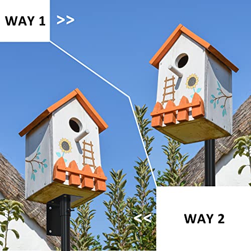 ERYTLLY Bird House Pole Mount Kit 96 Inch - Adjustable Hummingbird Bird Feeder Post Support Rod Universal Stand Set with 5 Prongs for Outdoor, Yard, Garden Decor, Black - size: 96 in with Mount Kit