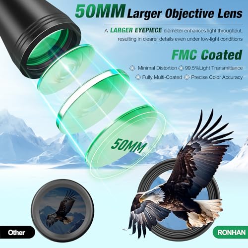 20×50 Binoculars for Adults High Powered with Carrying Case & Strap | HD Optics, Large Eyepiece, Bird Watching, Cruise Ship, Travel, Outdoor Hunting, Road Trip, Sport Games, Tripod Adaptable