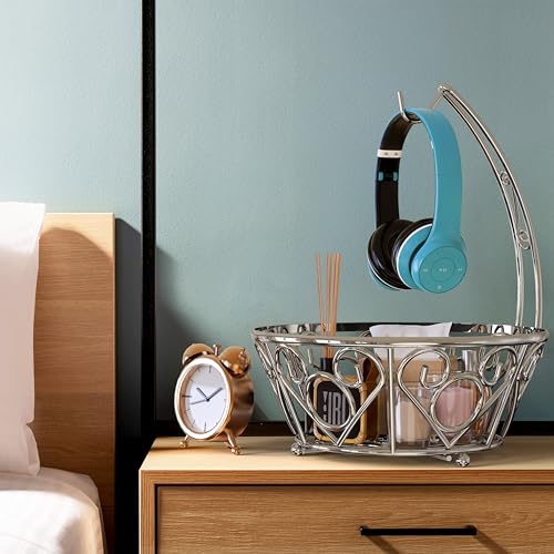 Simple Houseware Fruit Basket Bowl with Banana Tree Hanger, Chrome Finish - color: Chrome