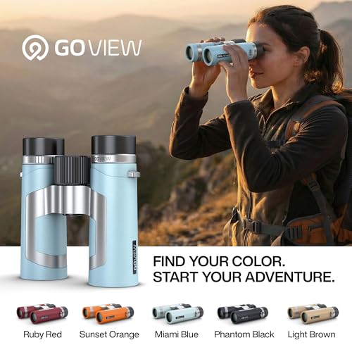 ZOOMR 10x34 Binoculars for Adults, BAK4 Prism - Miami Blue | Lightweight, Fully Multi-Coated Optics, Smartphone Adapter Compatible, Waterproof IPX5/6 PORTR™ Strap with Easy Click Closure - color: Miami Blue