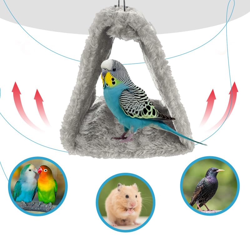 Bird Nest Snuggle Hut Soft Plush Hammock Hanging Cage Tent for Birds Parrot Winter Warm Bed Pet Toy for Hamster Parrot Macaw Budgies Eclectus Parakeet Cockatiels Cockatoo Lovebird (M, Grey) - color: Grey
