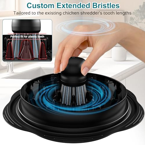Mini Dish Brush for Cleaning Chicken Shredder, Long Bristles, 1Pack, Black | Palm Brush Dish Scrubber with Ergonomic Grip, Long-lasting Nylon Bristles, Kitchen Brush for Washing Dishes, Pans, Pots, Sink - color: Black