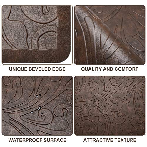Kitchen Mat Cushioned Anti-Fatigue Comfort Standing Mat Rug for Home,Office | Waterproof Non-Slip Ergonomic Comfort Rug for Sink,Laundry,Desk 17.3" x 60", Brown - color: Brown, size: 1'5" x 5' (Rectangular)
