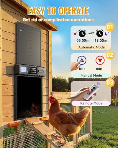 Automatic Chicken Coop Door Solar Powered XL Chicken Door 3 Modes | Aluminum Alloy, USB-C Charging, XL Large Opening 10.8x14.2in Timer Remote Manual Anti-Pinch Safety Waterproof IP65 - Black - color: Black