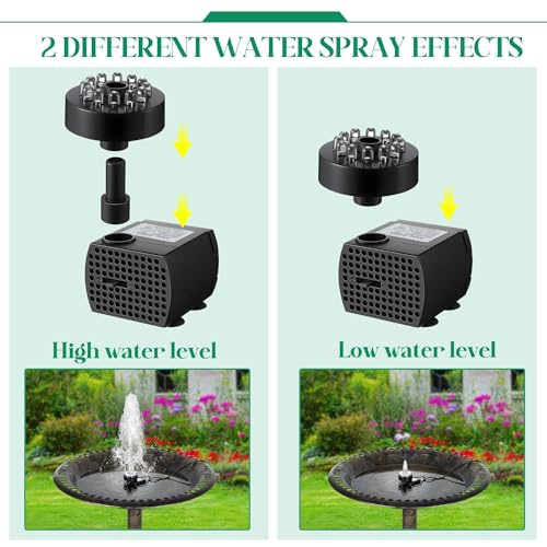 Bird Bath Fountains with 12 LED Lights, 24 Hour Working Fountain Pump with Light, Adjustable Watering Submersible Pump for Outdoor Water Garden, Pond(Cool White) - color: Cool White