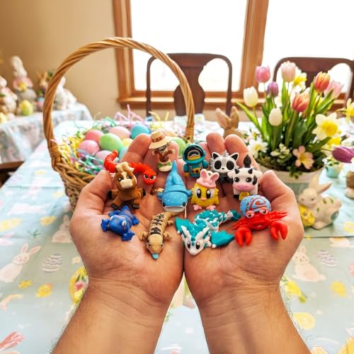Easter Egg Surprise 10 Pack – Prefilled Pastel Eggs with Poseable Articulated Creatures, Easter Basket Stuffers, Egg Hunt Fillers, Mini Animal Figurine Collection