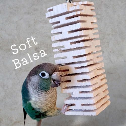 Balsa Slot Canyon Chipper Bird Foraging Toy - Natural Soft Balsa Wood Shredder for Green Cheek Conures, Cockatiels & Small Parrots - Interactive Destructible Chew Toy (1pc) - size: 1pc