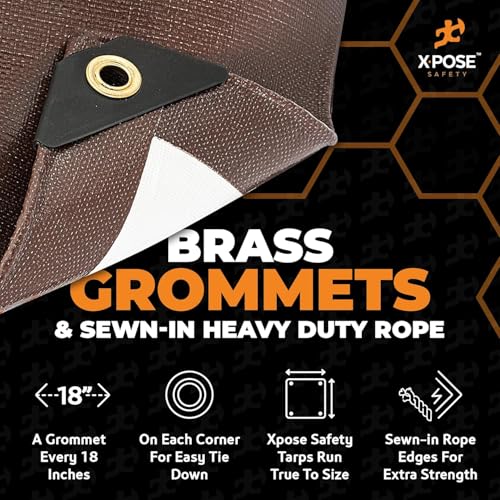 Xpose Safety 10' x 12' Ultra Heavy Duty Tarp - 20 Mil Waterproof Tarps for Camping, Outdoor Adventures & Tent Cover, UV Protection, Reinforced Corners, All-Weather Durability - size: 10' X 12'