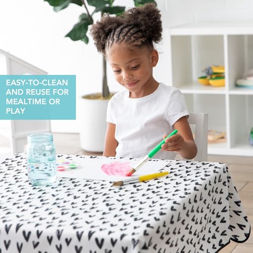 Bumkins Baby Splat Mat for Under High Chair, Babies Toddlers Eating Mess Mat, Waterproof Reusable Cloth for Arts and Crafts, Playtime Mat for Kids, Floors or Tables, Fabric 42inx42in, Black Hearts - color: A2 Hearts