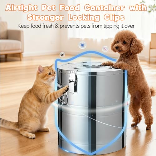 UPSKYPET35lb Dog Food Storage Container, Airtight Stainless Steel | Extra Large Capacity, Rust-Proof, Moisture-Proof, Deters Pets from Opening & Stealing Food, Easy to Clean, Keeps Food Crispy - size: 35lb