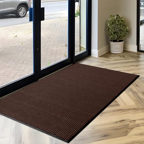 MaxMat® Extra Large Commercial Floor Mat, 3 x 5 Feet Heavy Duty, Waterproof, Low-Profile, Easy to Clean, Rubber Entry Mat (Brown, 3 x 5 Feet) - color: Brown, size: 3 x 5 feet