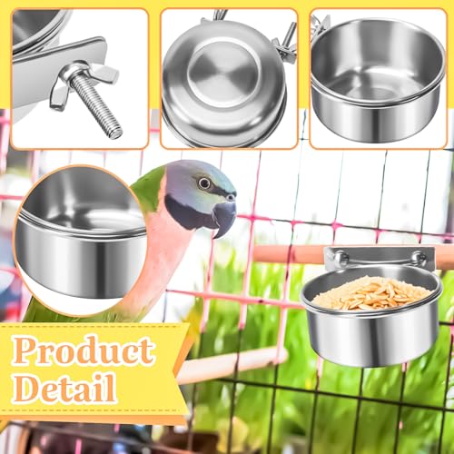 3 Pack Bird Feeding Bowls Cups Parrot Food Water Dishes, Stainless Steel Bird Bowl Cup Dish with Clamp, Birdcage Feeder Pet Cage Bowls for Parrot Cockatiel Budgie Conure Parakeet Small Animal - size: 3 Pack