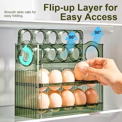 Koja 30-Egg Flip-Up Fridge Organizer - 3-Layer BPA-Free Storage Container - size: 3-Layer
