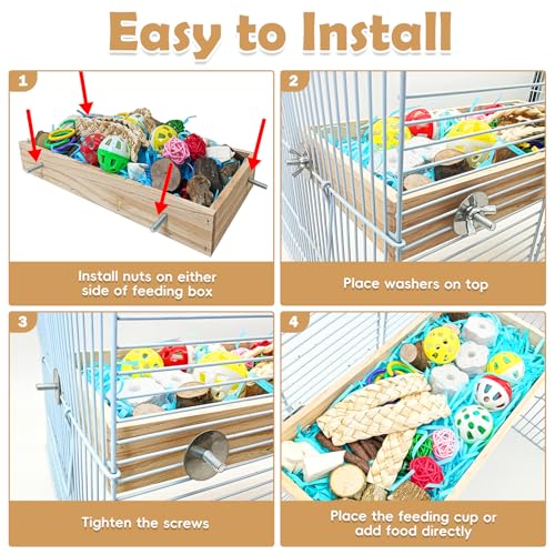 BNOSDM Bird Foraging Toys Box Colorful Parrot Foraging and Shredding Toy Boxes Natural Bird Toy Wooden Birds Chewing Toys for Parakeet, Conure, Cockatiel, Budgies, Lovebirds (Large) - size: 11.8x 5.9x 1.57in