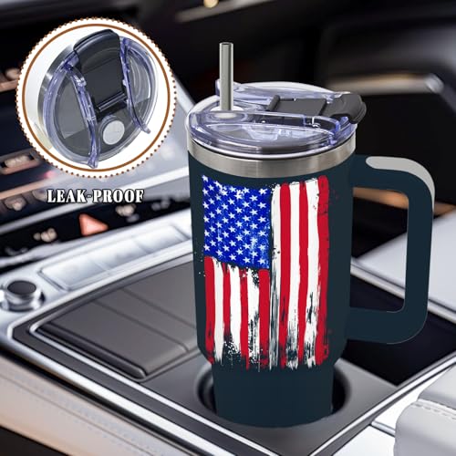 DUUV American USA Flag Tumbler 40oz, Insulated Blue 4th of July Cup Gifts | Patriotic Tumbler for Man Leakproof, Patriotic Water Bottle for Independence Day, Fathers Day Ideal Gifts for Man, 1 Pack - color: Truth Flag