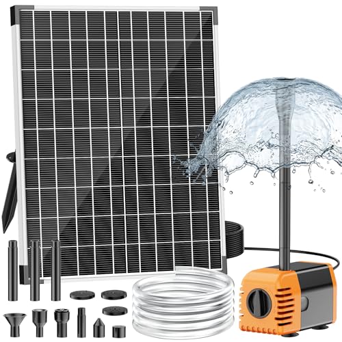 30W Solar Fountain Pump, 280GPH Solar Pond Pump with Foldable Solar Panel, Adjustable Flow Solar Water Pump with 6.6FT PVC Tubing for Outdoor Pond, Garden, Waterfall, Hydroponic, Pool - size: 30W