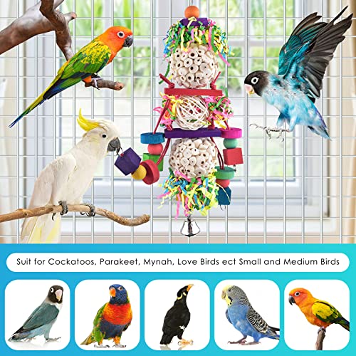 Bissap Conure Toys, Bird Parrot Foraging Shredder Hanging Toys Sola Balls Sepak Takraw with Bell for Small Parrots Parakeets Conures Cockatiels Love Birds Cage Toy - size: 1 PCS