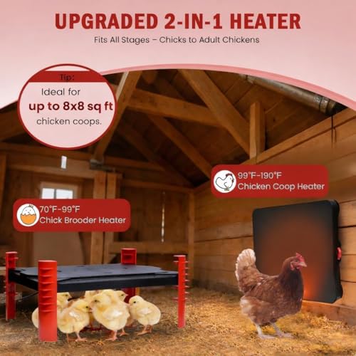 150W Chick Brooder Heater Plate, 16"x11" | 2-in-1 Brooder Plate for Chicks & Poultry & Coops, Adjustable Height, Smart Thermostat, Safe & Energy Saving - size: 16.0"L x 11.0"W x 3.0"H